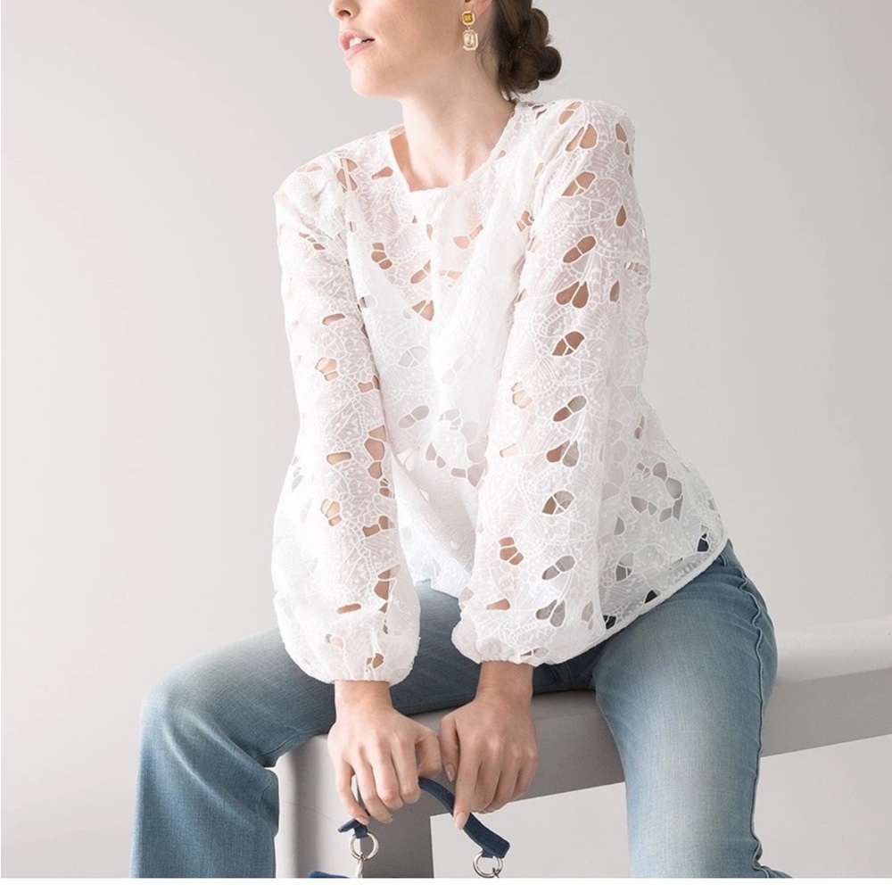 NWT White House Black Market Butterfly Embroidered Top - Picture 3 of 14